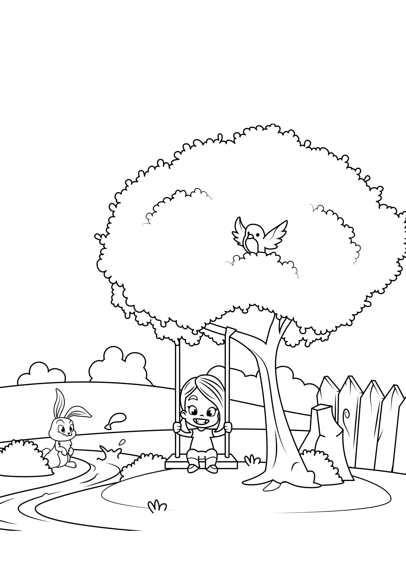 Coloring page spring in the garden