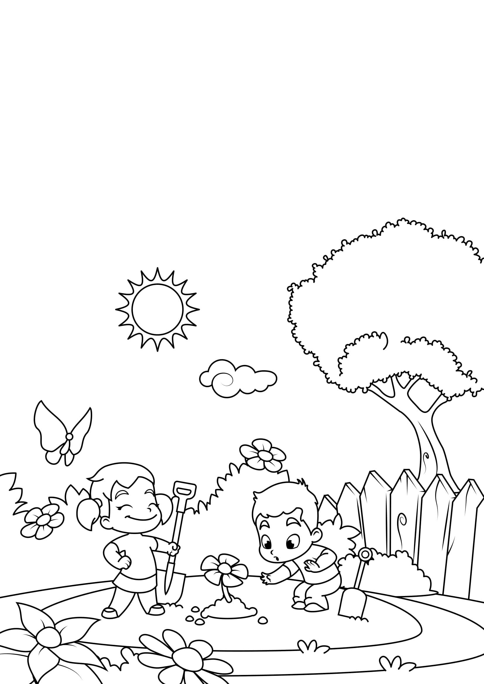 spring, gardening Coloring page spring, gardening