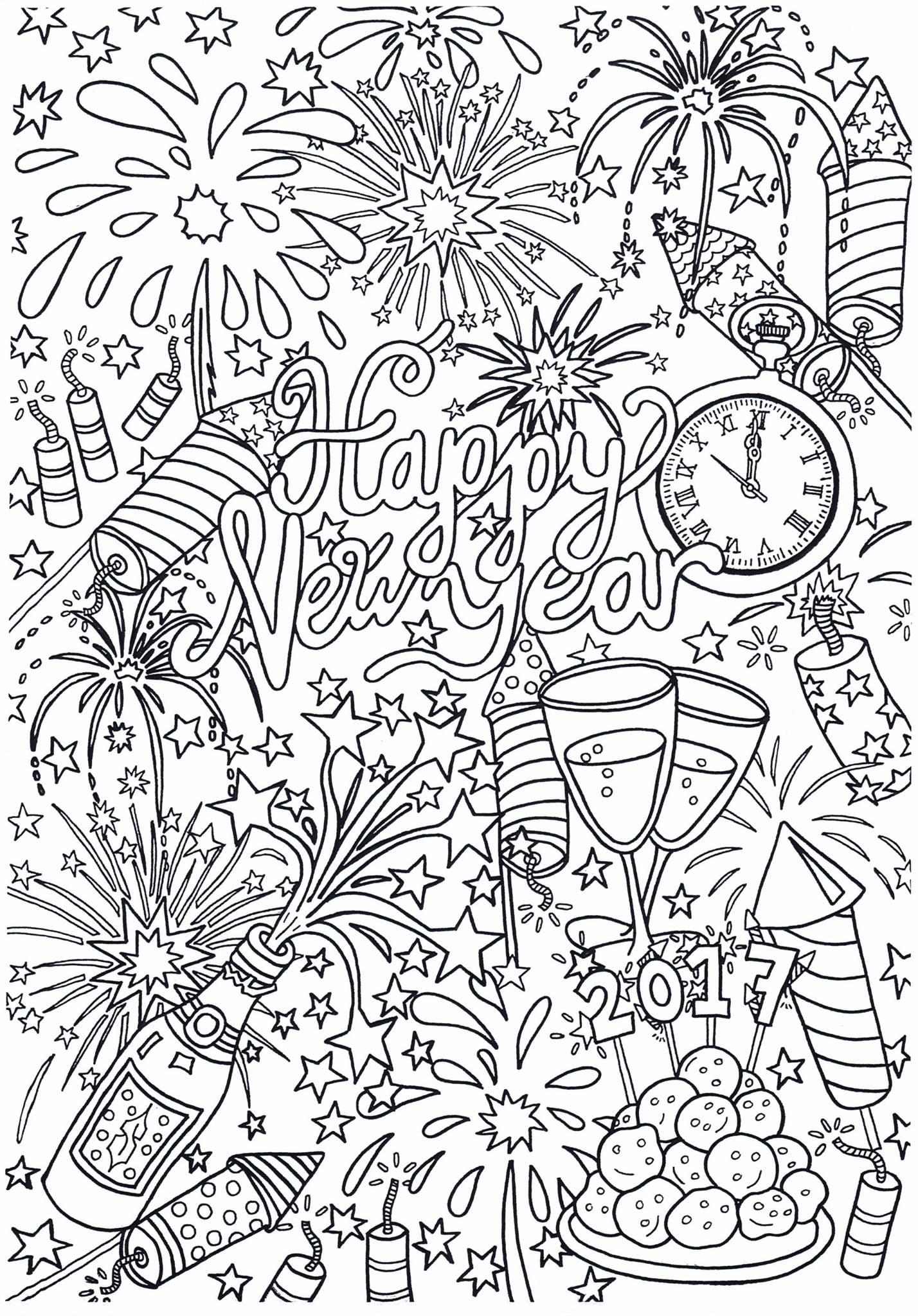 happy new year Coloring page happy new year
