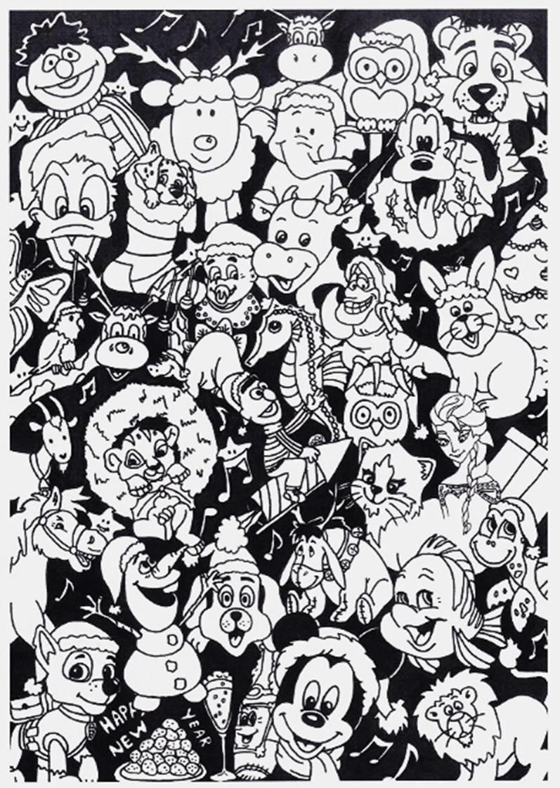 Coloring page christmas animals disney