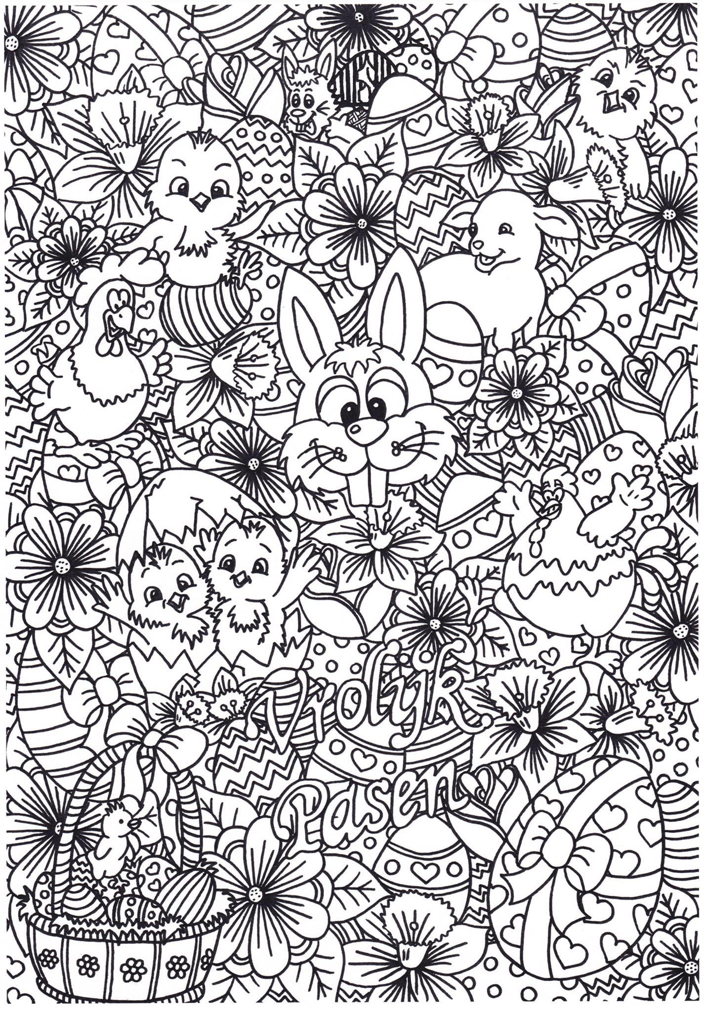 happy easter Coloring page happy easter