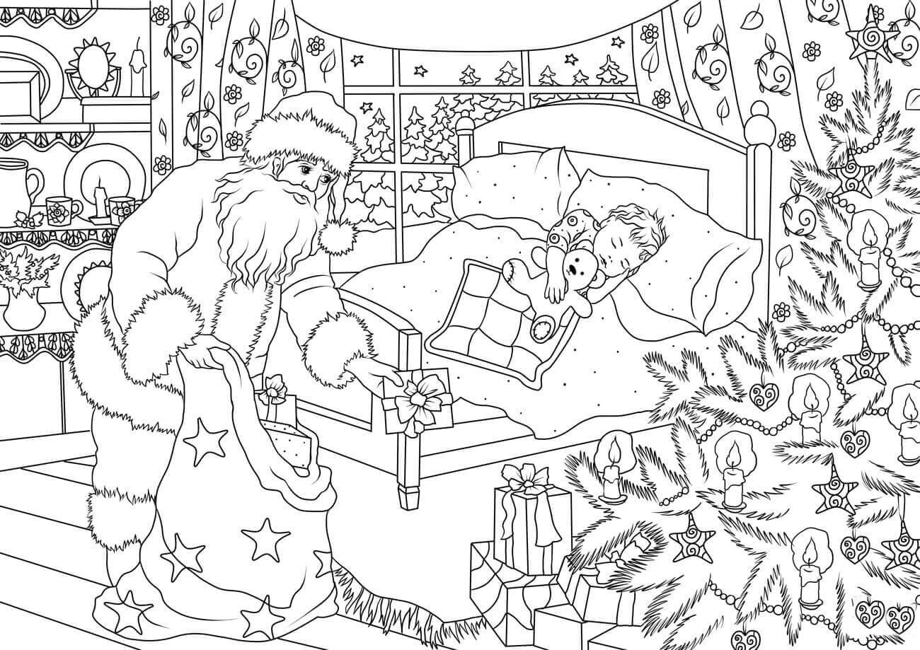 santa brings presents Coloring page santa brings presents