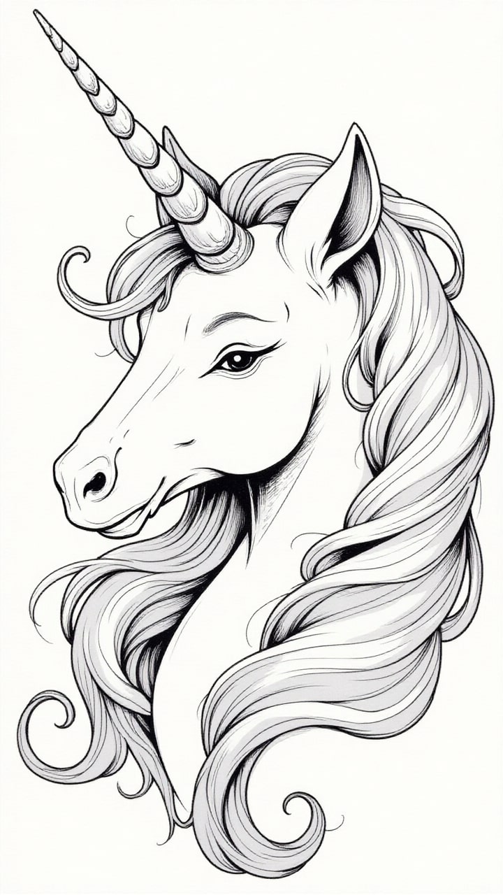 Coloring page unicorn head