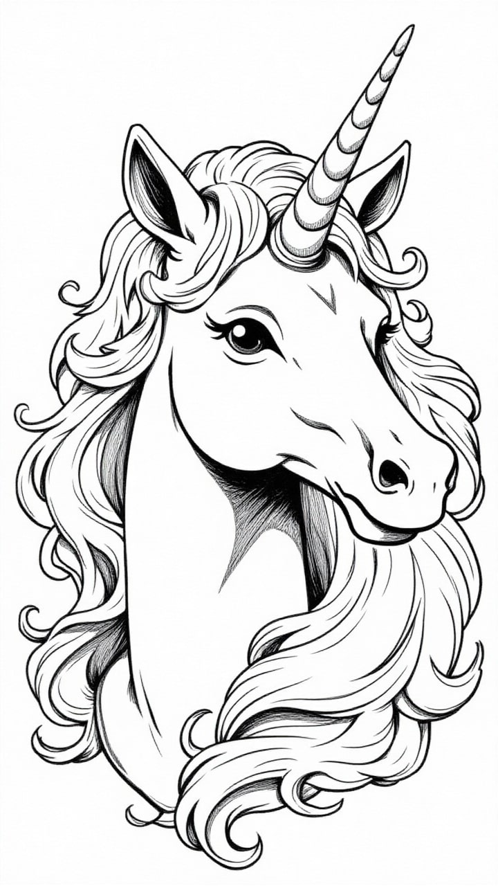 unicorn head Coloring page unicorn head