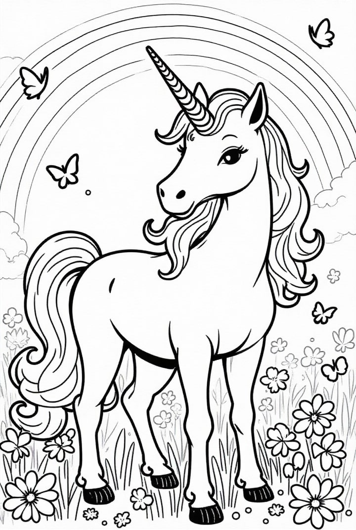 unicorn in the field Coloring page unicorn in the field
