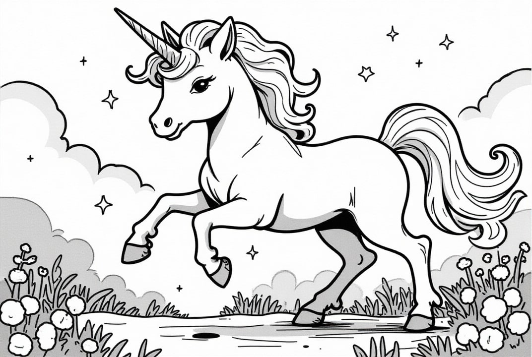 unicorn foal on the road Coloring page unicorn foal on the road