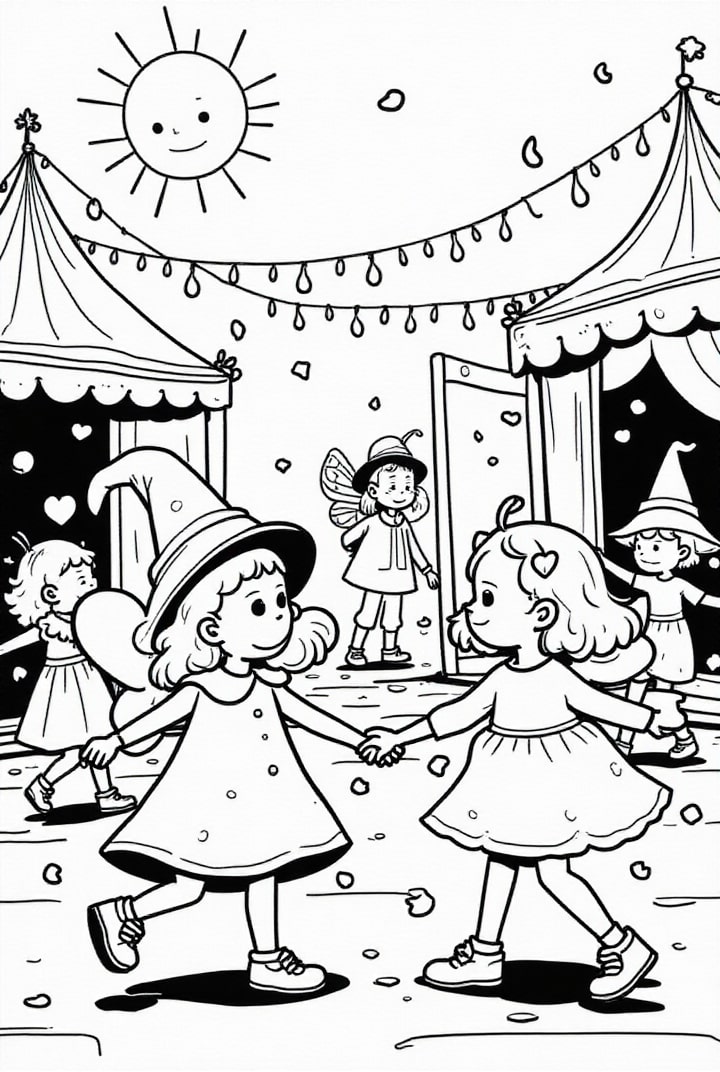 Coloring page carnival under the sun