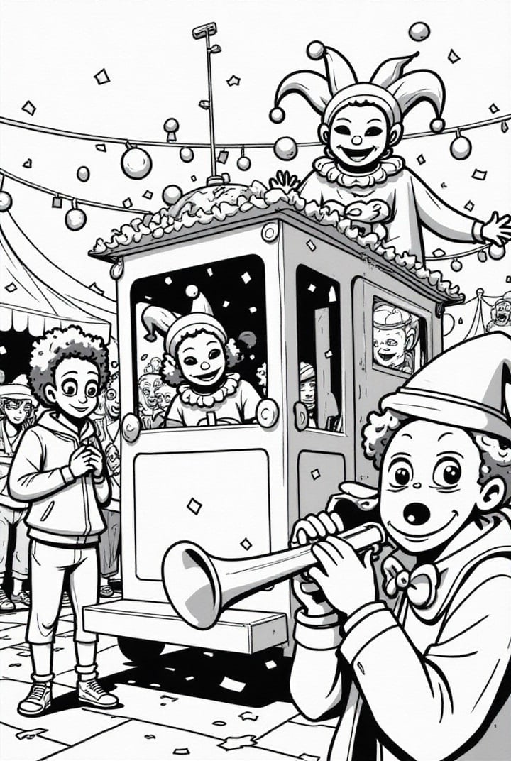 Coloring page carnival train