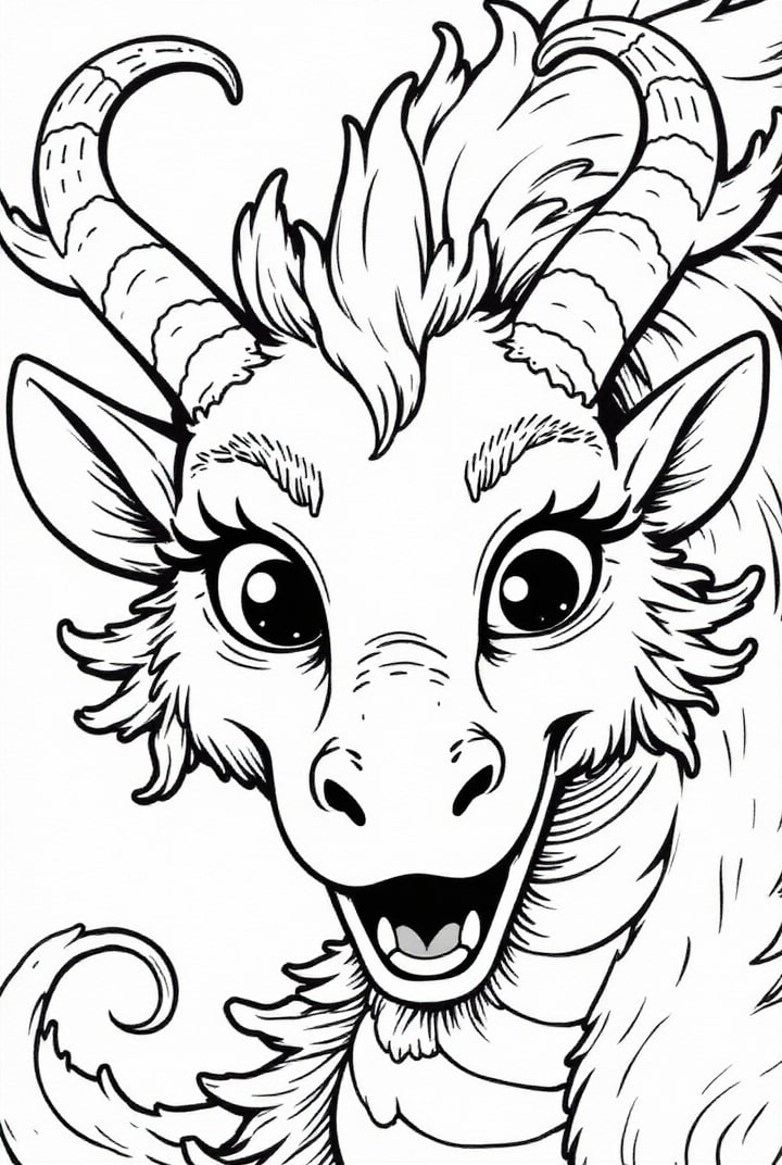 Coloring page happy dragon