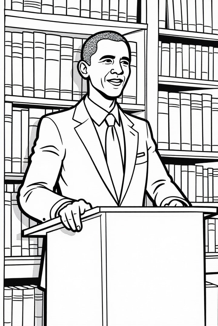 president obama gives a lecture Coloring page president obama gives a lecture