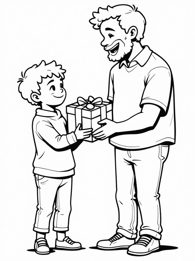 Coloring page father&#39;s day son and father