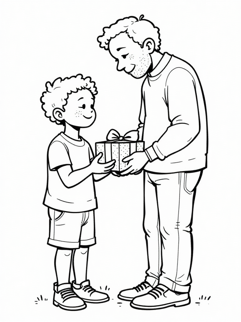 Coloring page father&#39;s day with package