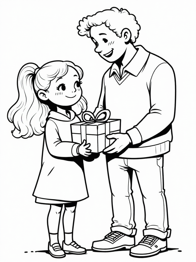 Coloring page father&#39;s day father and daughter