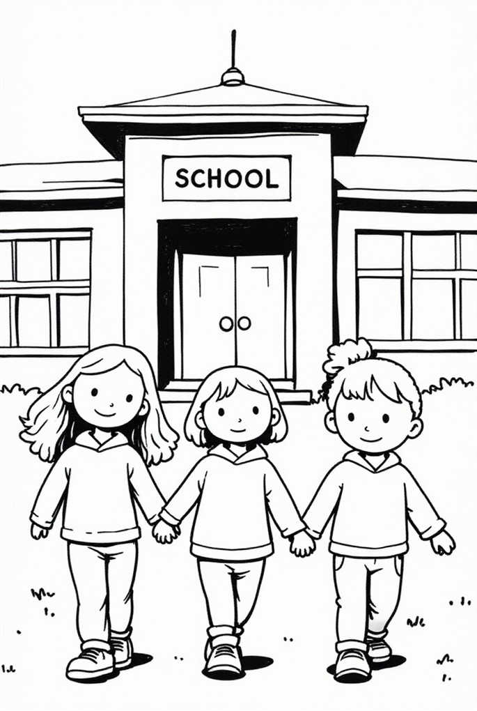 children at the school Coloring page children at the school