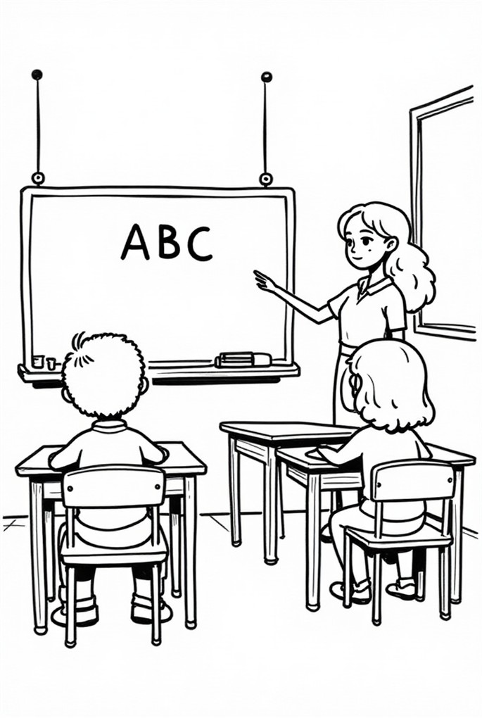 reading in class Coloring page reading in class