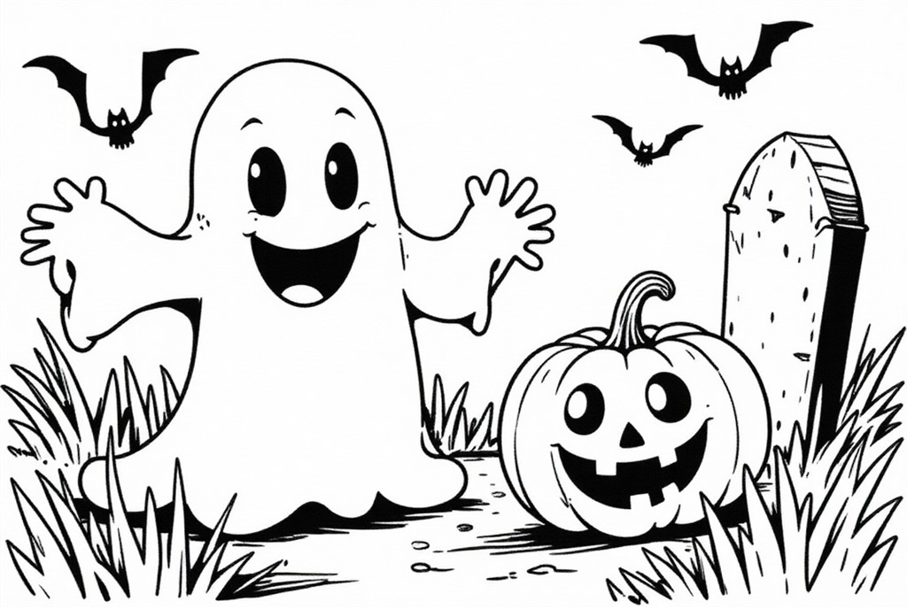 halloween at the cemetery Coloring page halloween at the cemetery