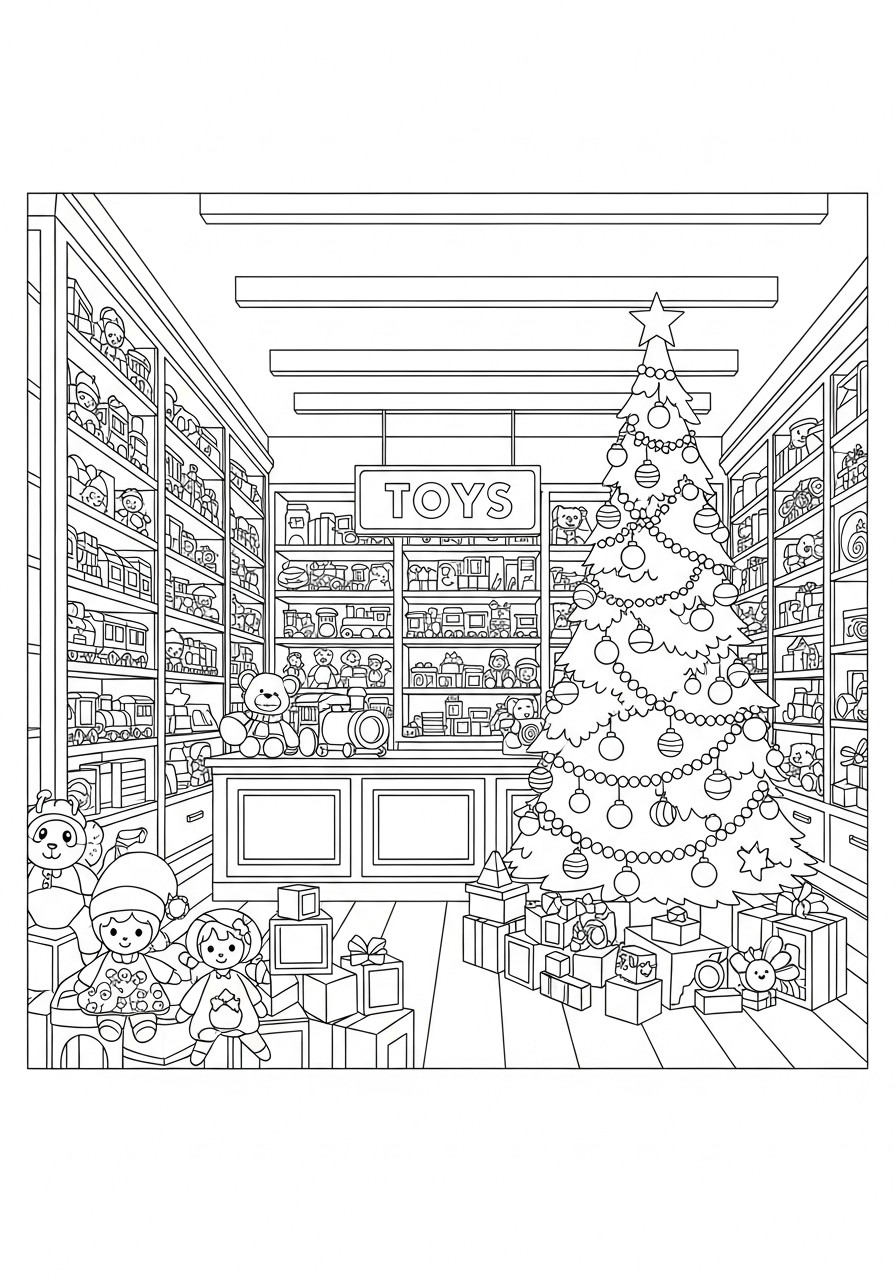 toy store christmas Coloring page toy store christmas