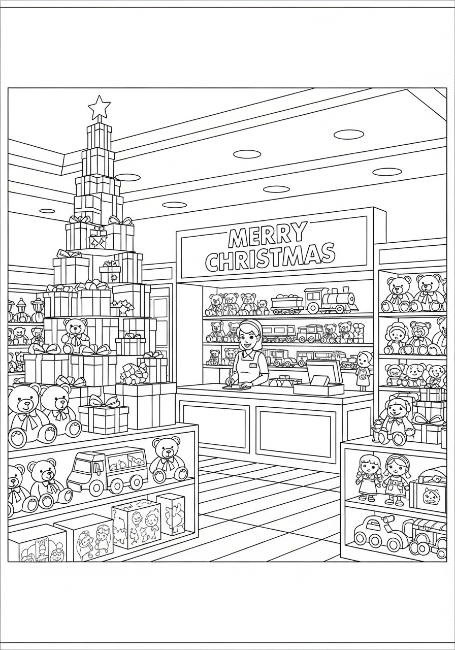 christmas in the store Coloring page christmas in the store
