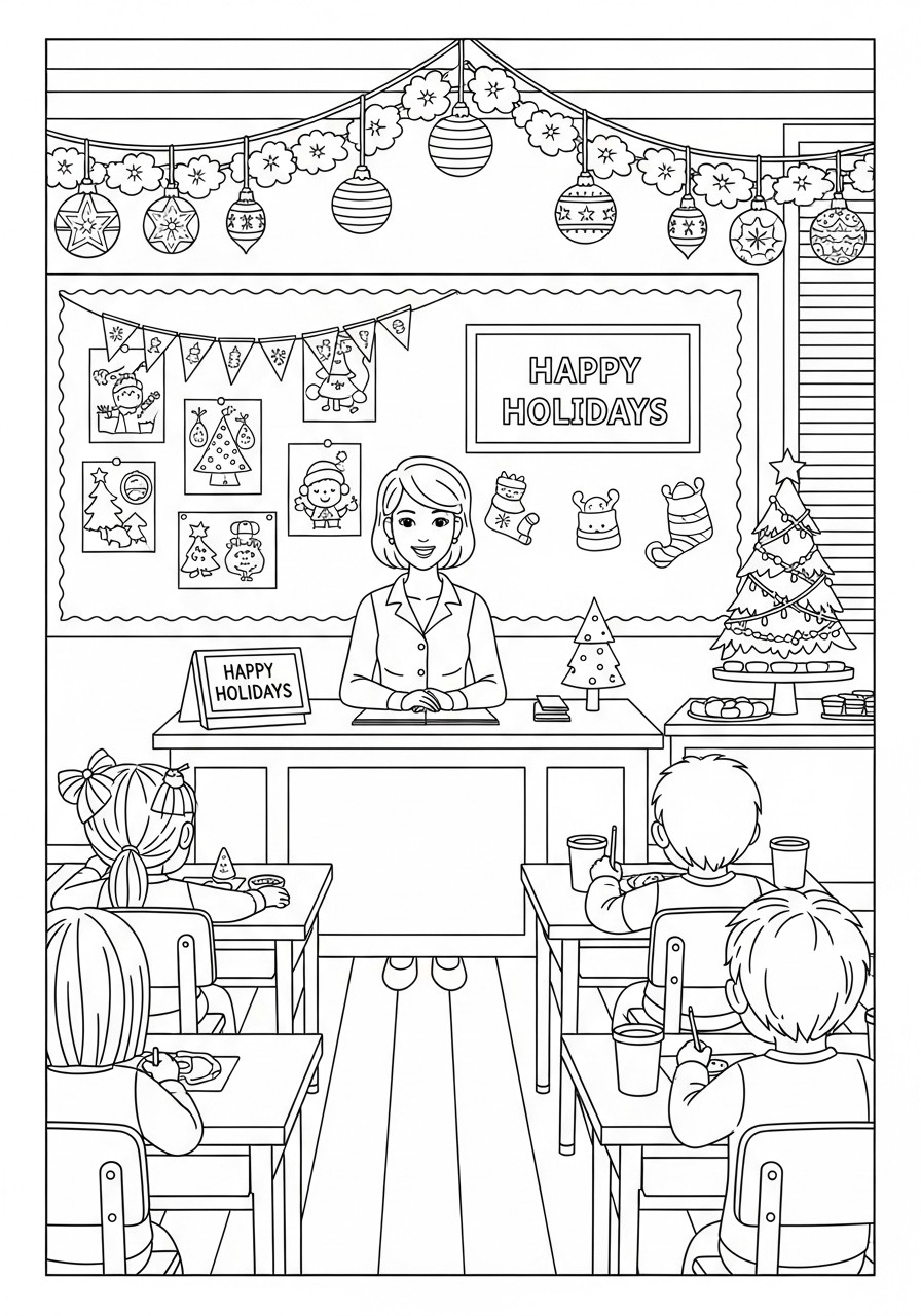 christmas at school Coloring page christmas at school