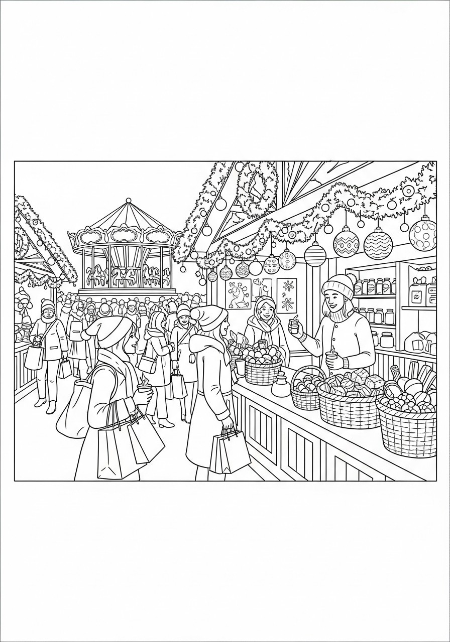 christmas market Coloring page christmas market