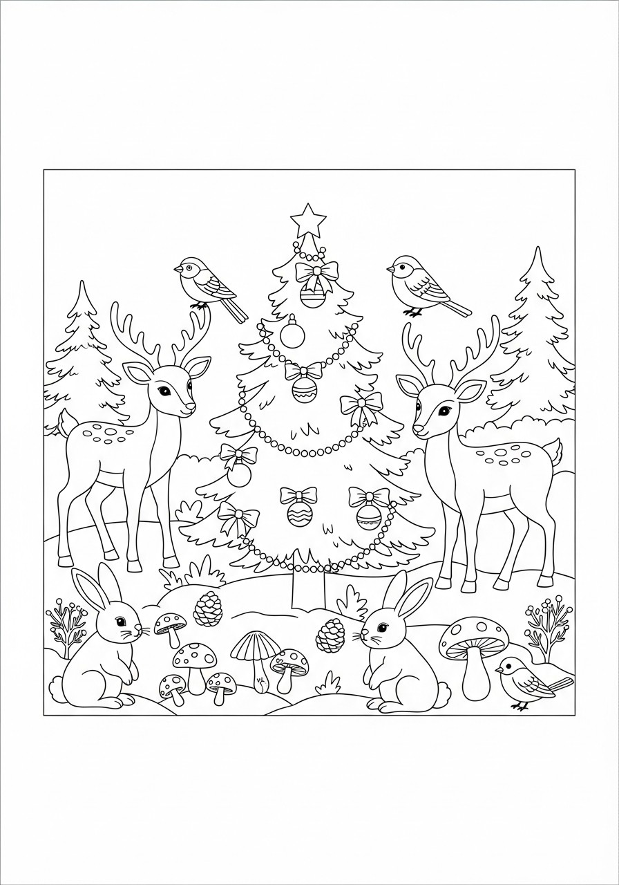 christmas in the forest Coloring page christmas in the forest