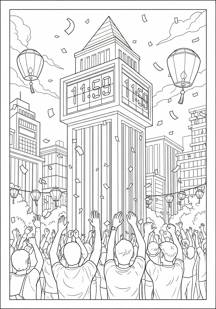 countdown to new year's Coloring page countdown to new year's