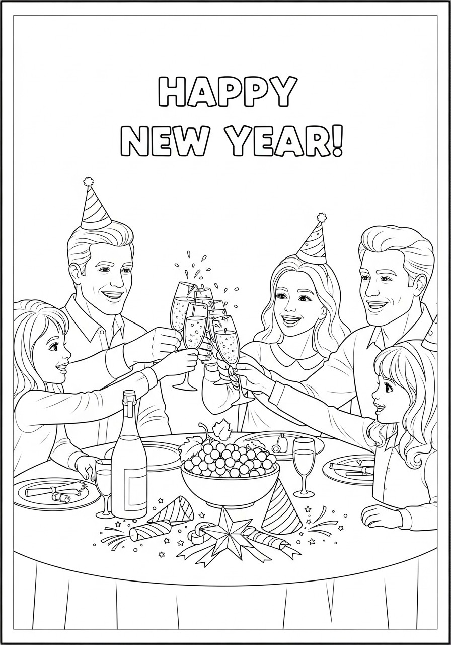 happy new year Coloring page happy new year