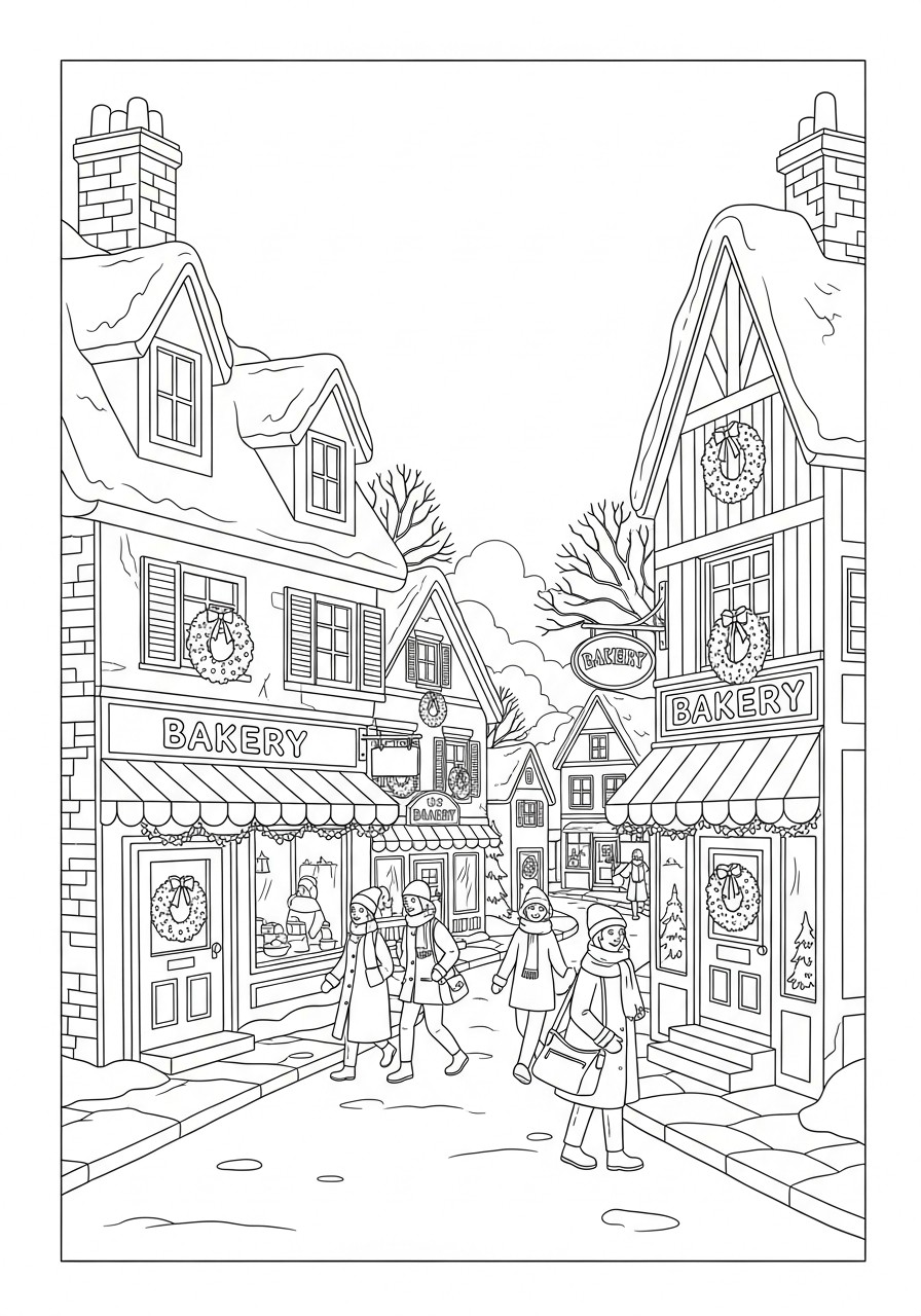 shopping in the village Coloring page shopping in the village