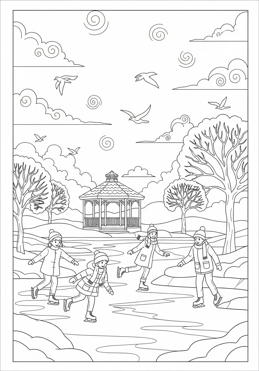 winter in the park Coloring page winter in the park