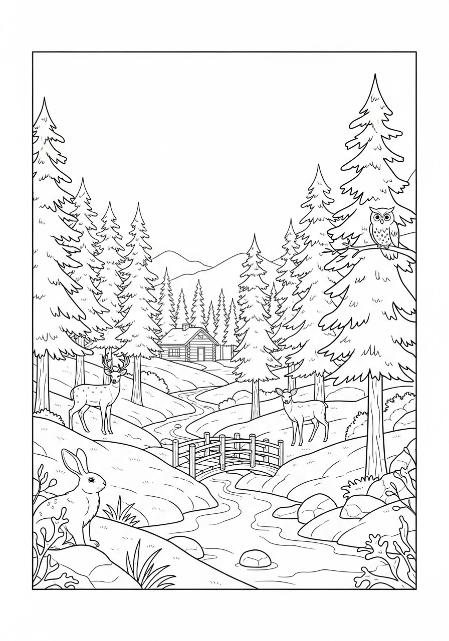 winter in the forest Coloring page winter in the forest