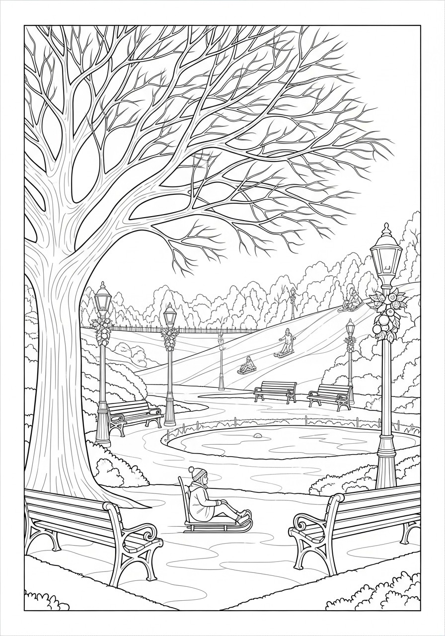 winter in the park Coloring page winter in the park