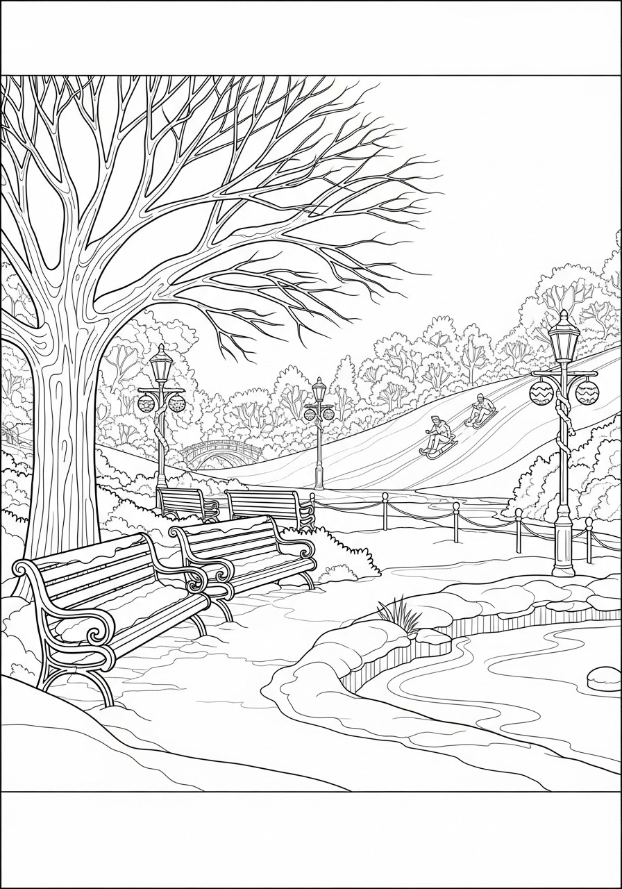 on the sled Coloring page on the sled
