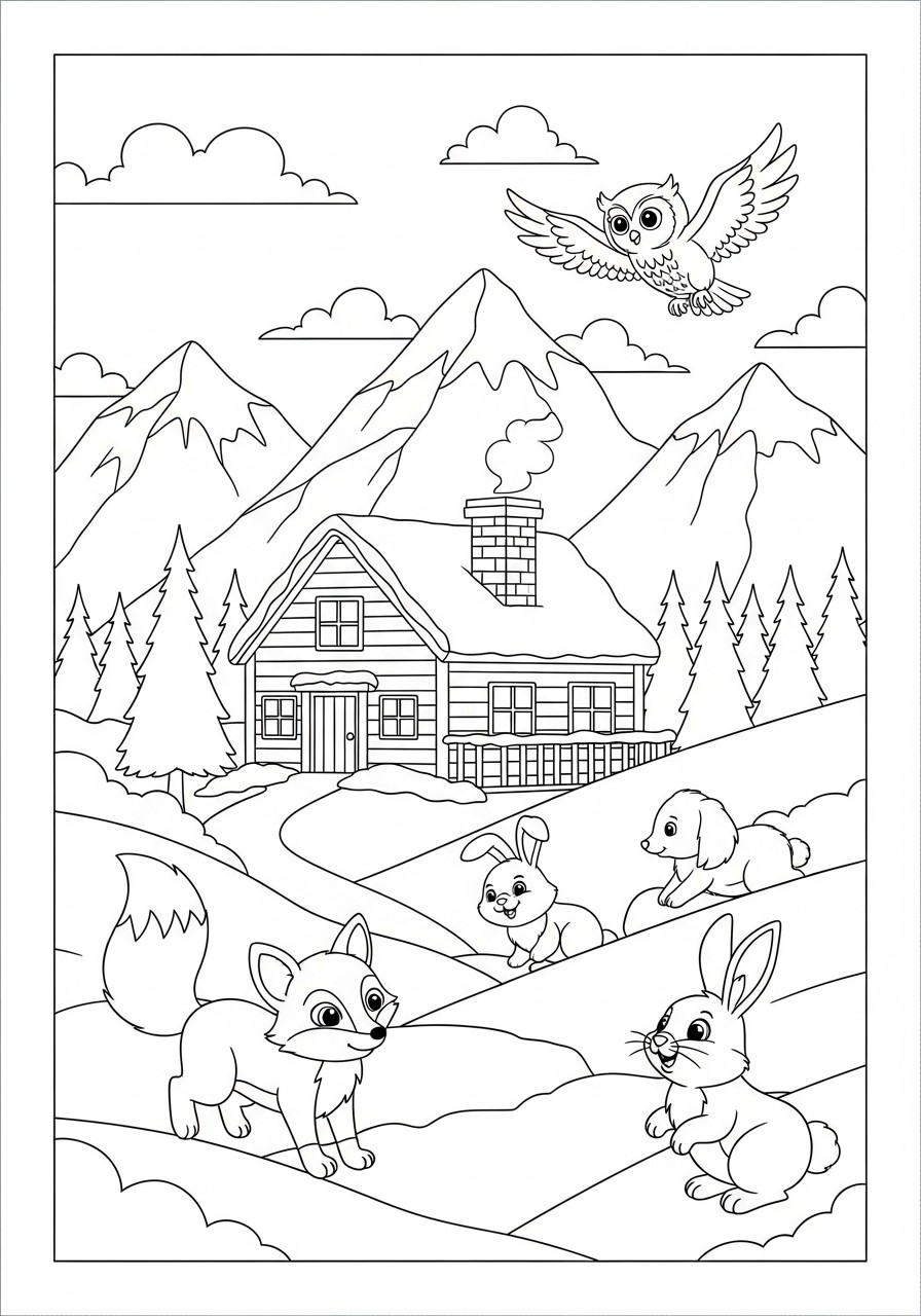 animals in winter Coloring page animals in winter