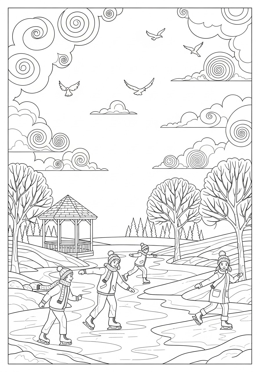 skating in the park Coloring page skating in the park