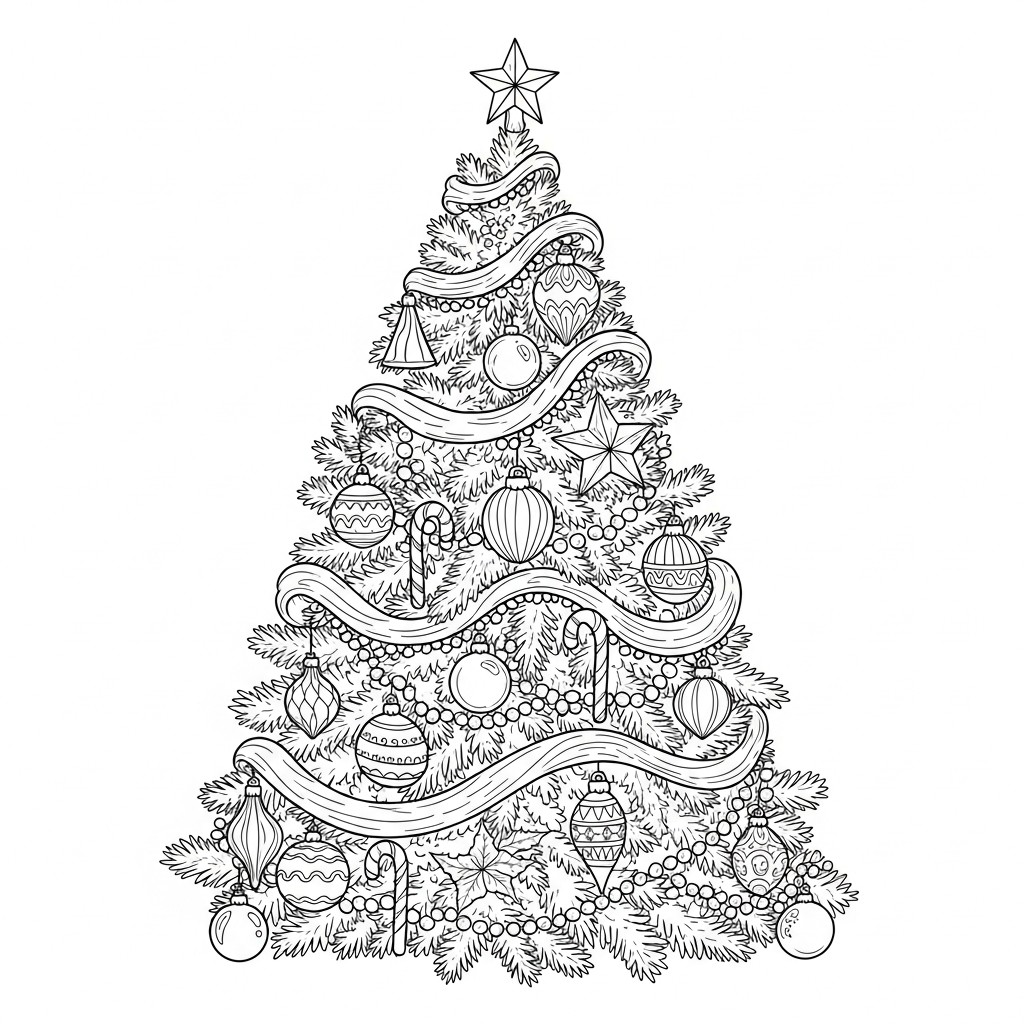 christmas tree decorated Coloring page christmas tree decorated