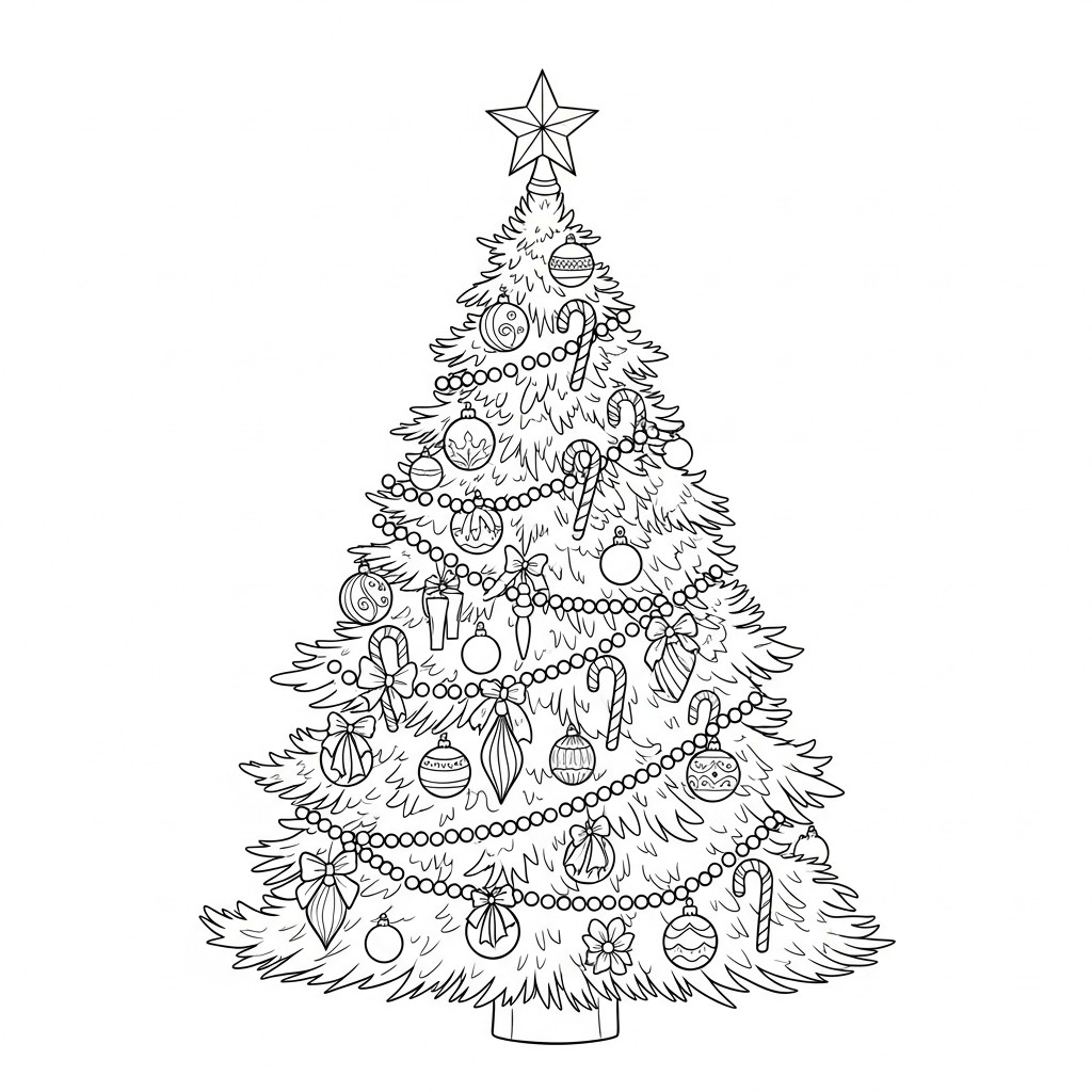 decorated christmas tree Coloring page decorated christmas tree