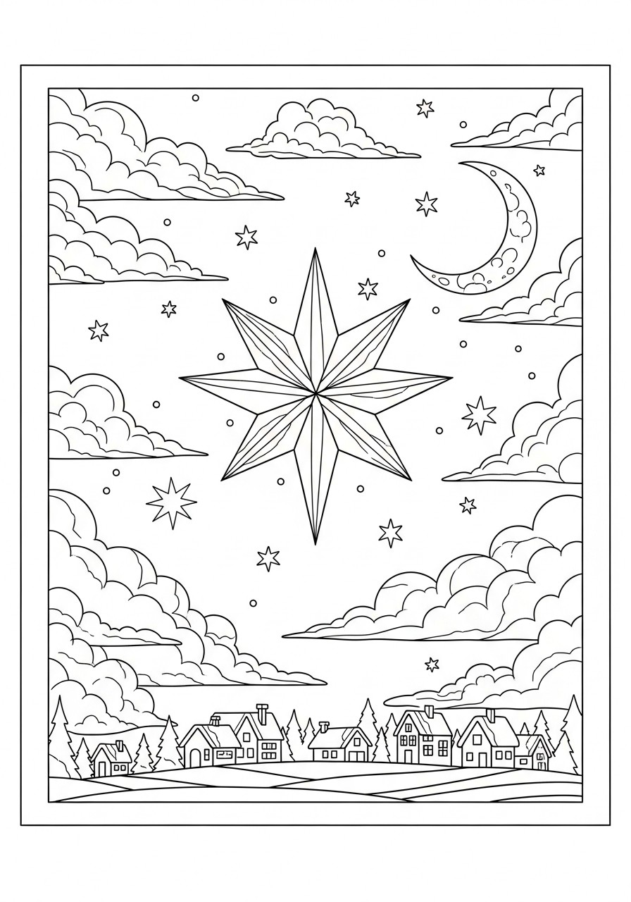 stars in the night at christmas Coloring page stars in the night at christmas