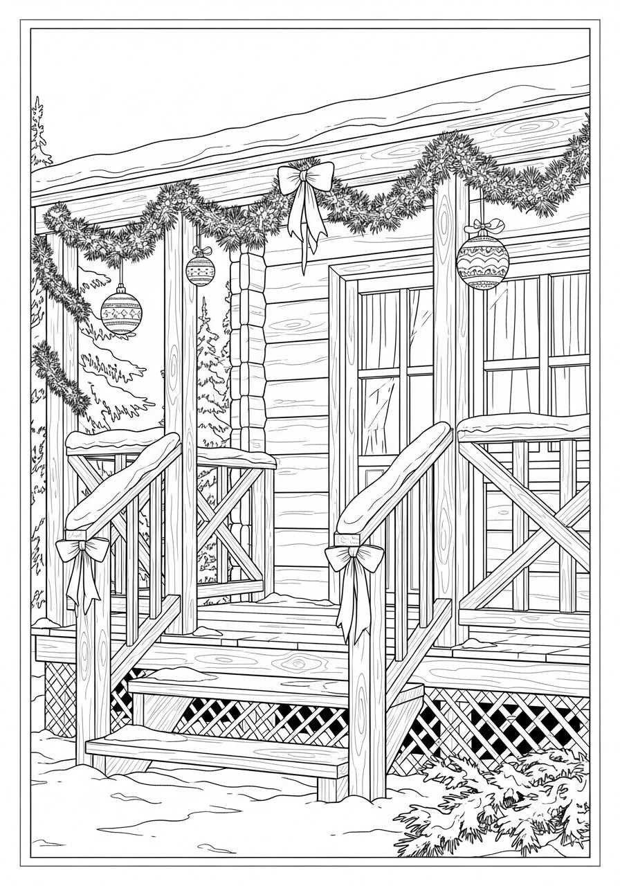 cozy christmas scene Coloring page cozy christmas scene