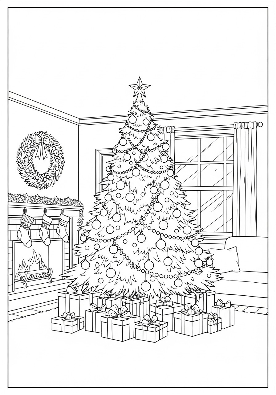 Coloring page christmas tree