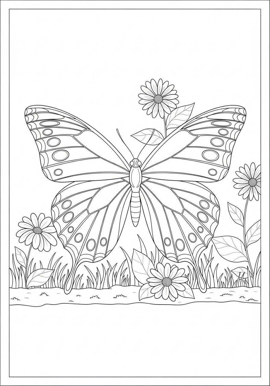 butterfly in the garden Coloring page butterfly in the garden