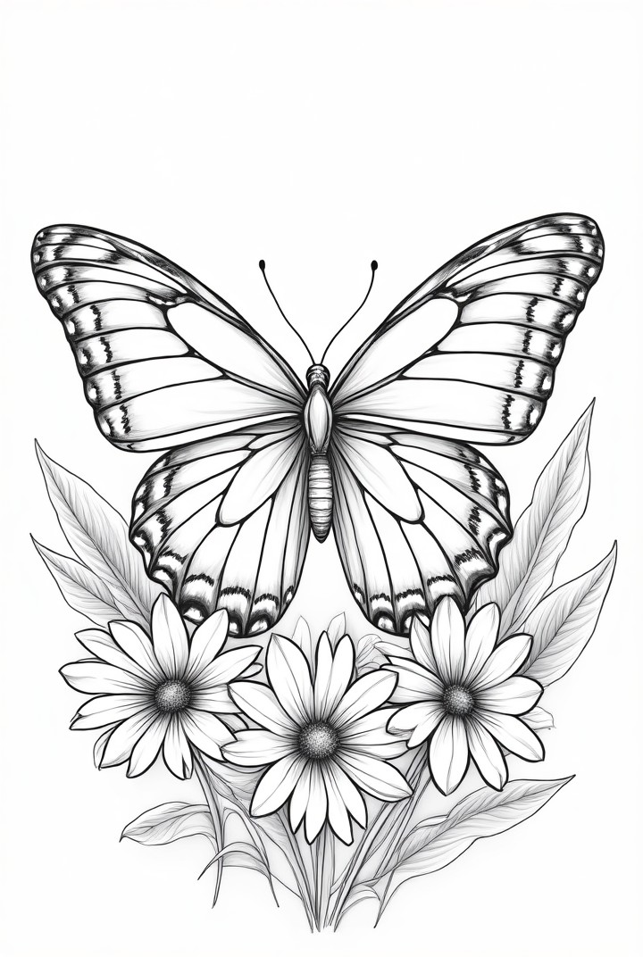butterfly with flowers Coloring page butterfly with flowers