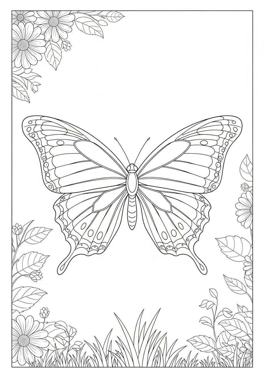 butterfly flies in the garden Coloring page butterfly flies in the garden