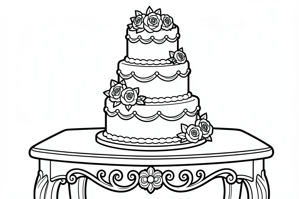 wedding cake Coloring page wedding cake