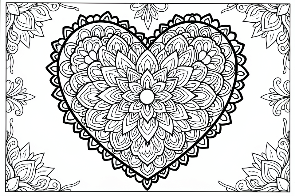 heart mandala Coloring page heart mandala