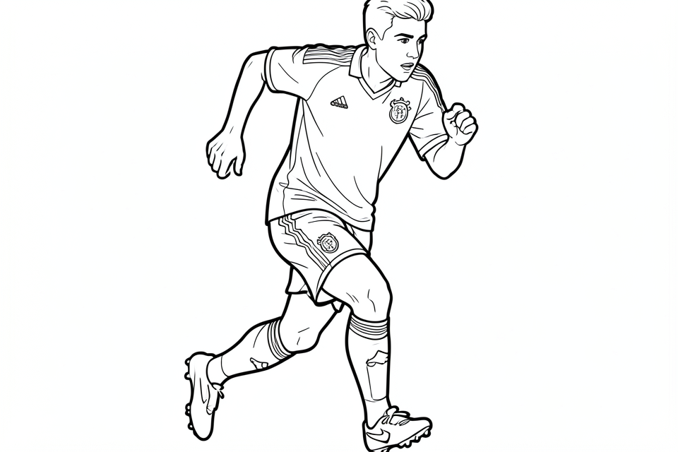 a running footballer Coloring page a running footballer
