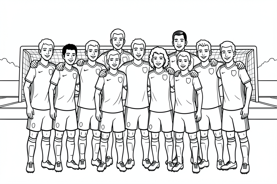 Coloring page a football team 