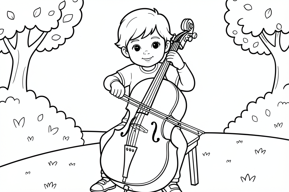 boy plays cello Coloring page boy plays cello