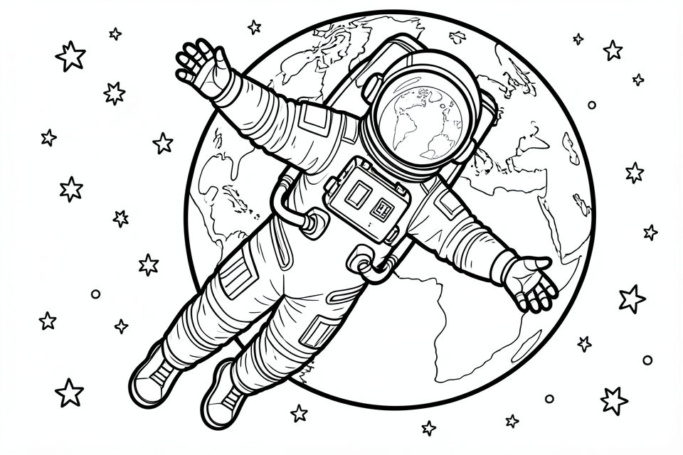 an astronaut in space Coloring page an astronaut in space