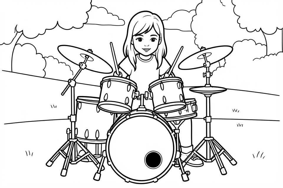 girl on the drum Coloring page girl on the drum