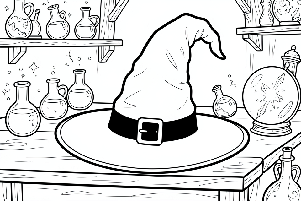 Coloring page witch's hat